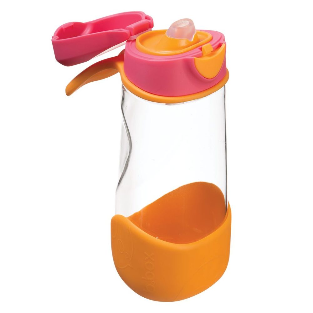 b.box Svačinový box střední + Sport lahev 450 ml - set růžový/oranžový