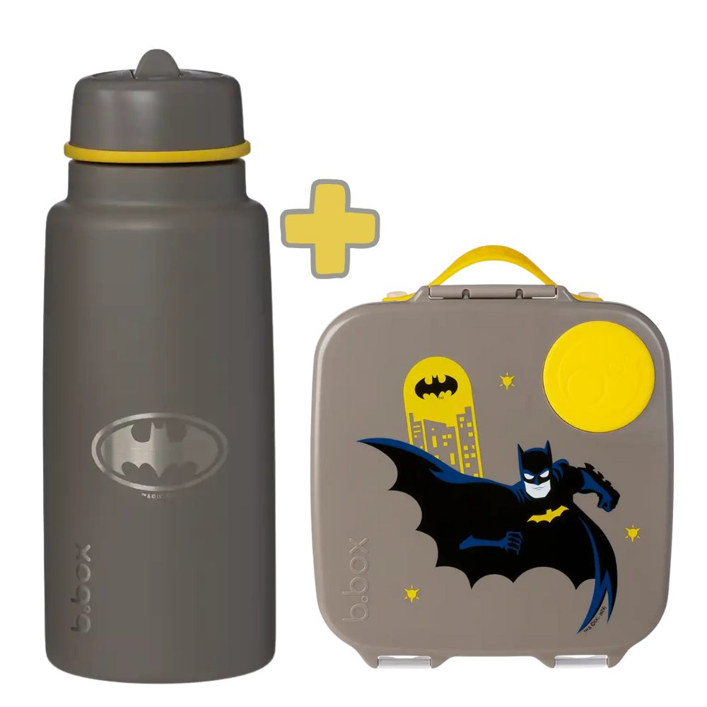 b.box Svačinový box velký + Nerezová termolahev 1l - set Batman | b.box
