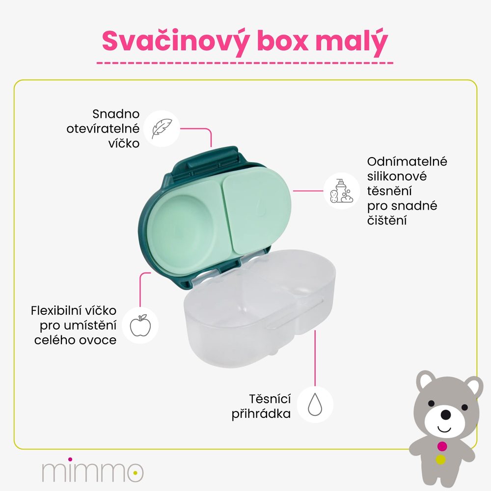 b.box Svačinový box malý - indigo/růžový