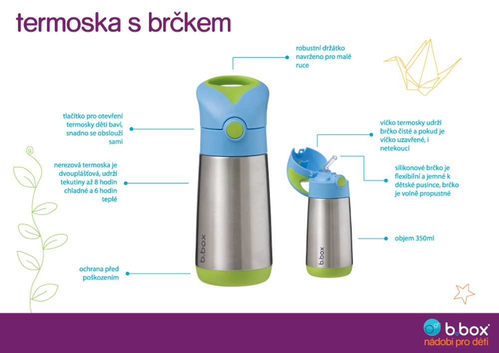 b.box Termoska na pití s brčkem 350 ml - béžová