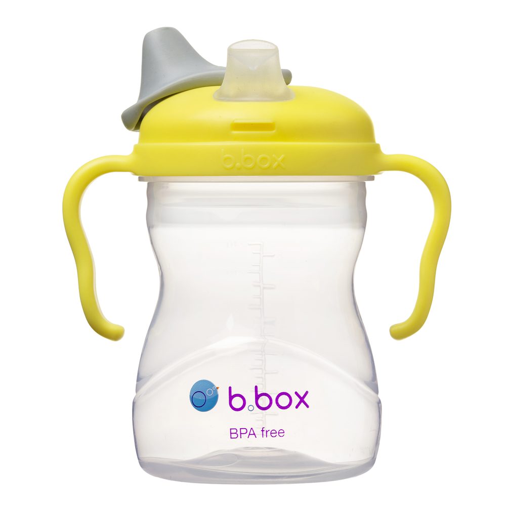 b.box Hrneček s pítkem 4m+ - žlutý 240 ml