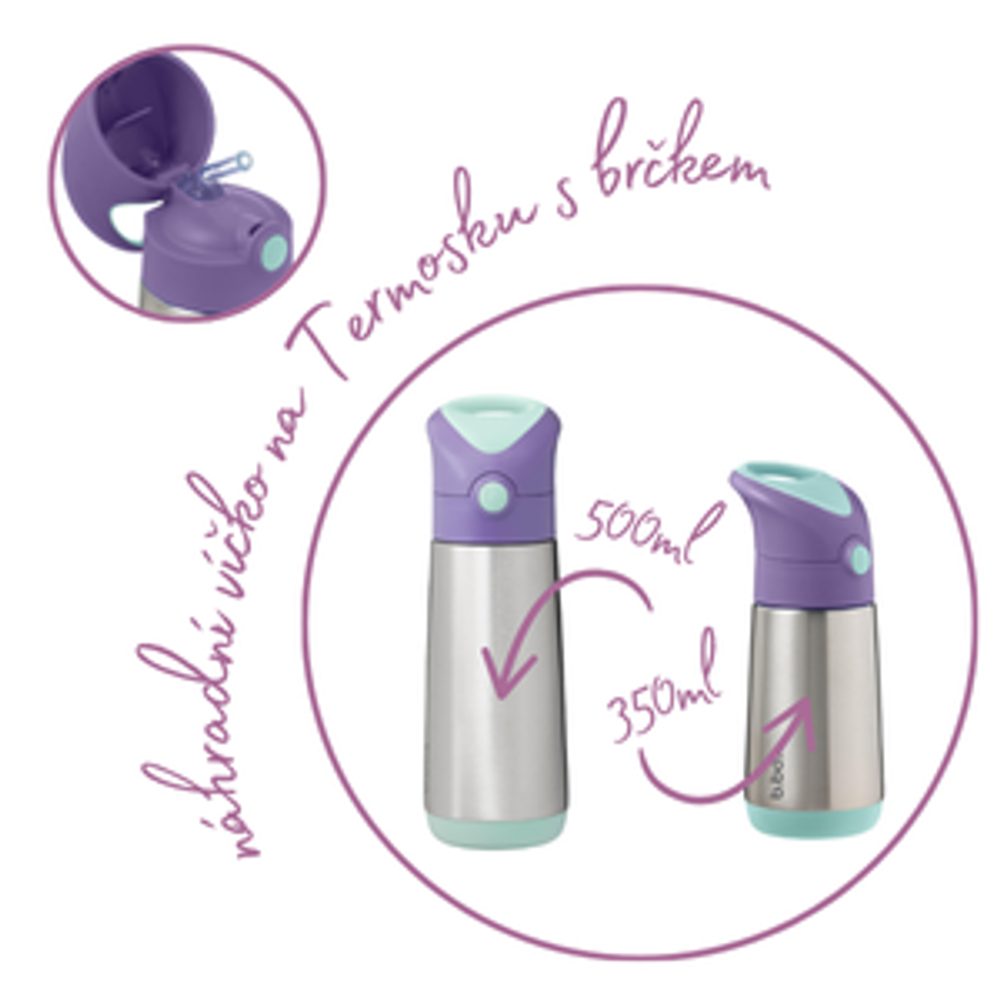b.box Náhradní víčko pro Termosku na pití s brčkem - lilac pop