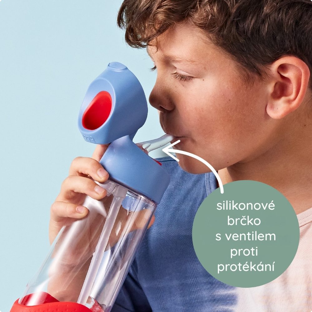 b.box Lahev na pití s brčkem 600 ml - modrá/zelená