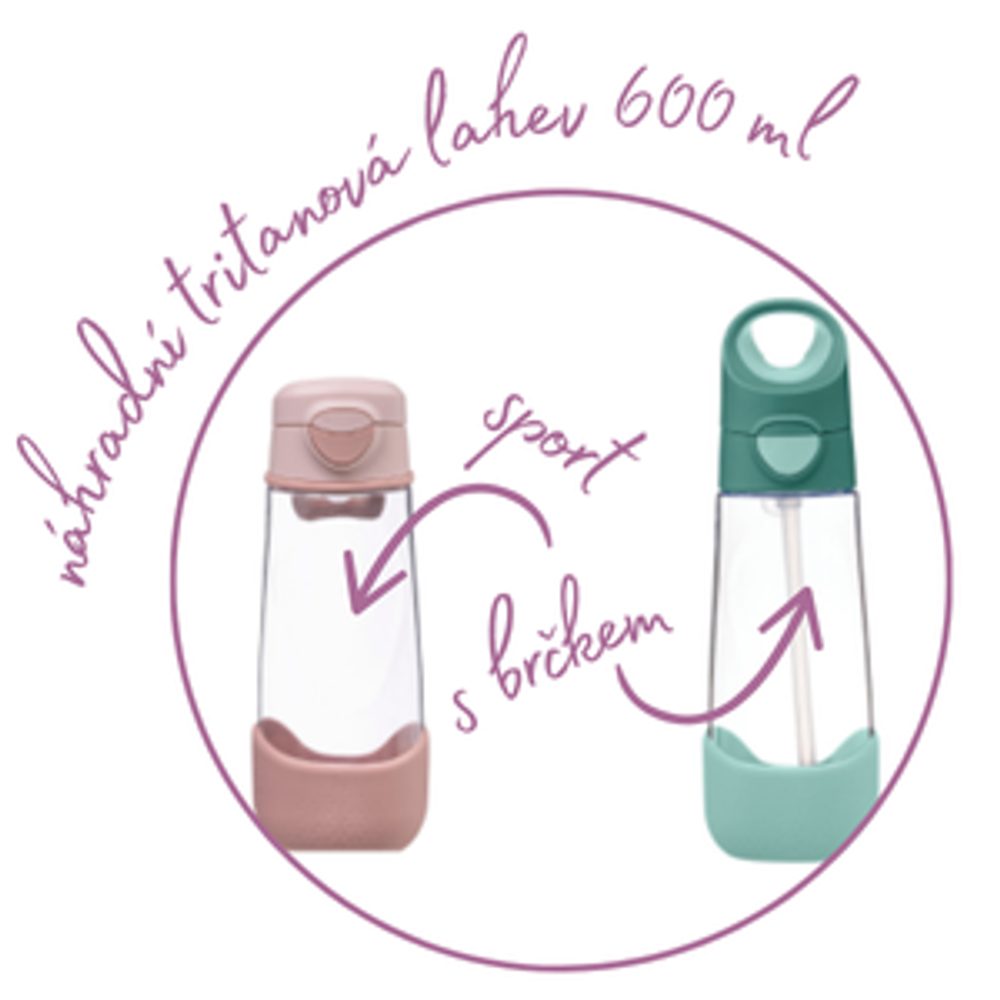 b.box Náhradní lahev na pití s brčkem/ sport 600 ml
