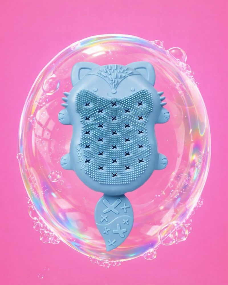 b.box Dětský koupací kartáč s houbičkou - modrý