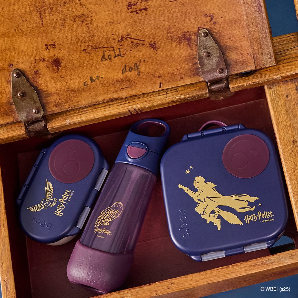 b.box Svačinový box střední + Lahev na pití s brčkem - set Harry Potter | b.box
