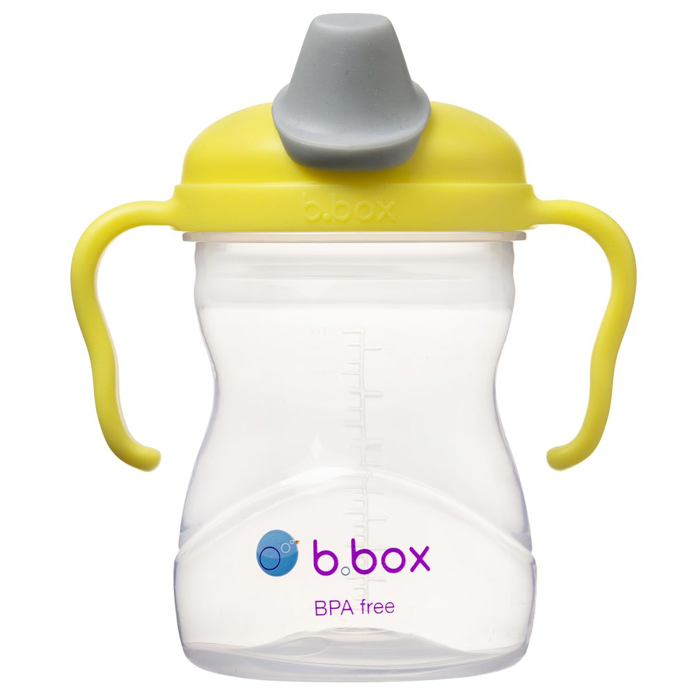 b.box Hrneček s pítkem 4m+ - žlutý 240 ml