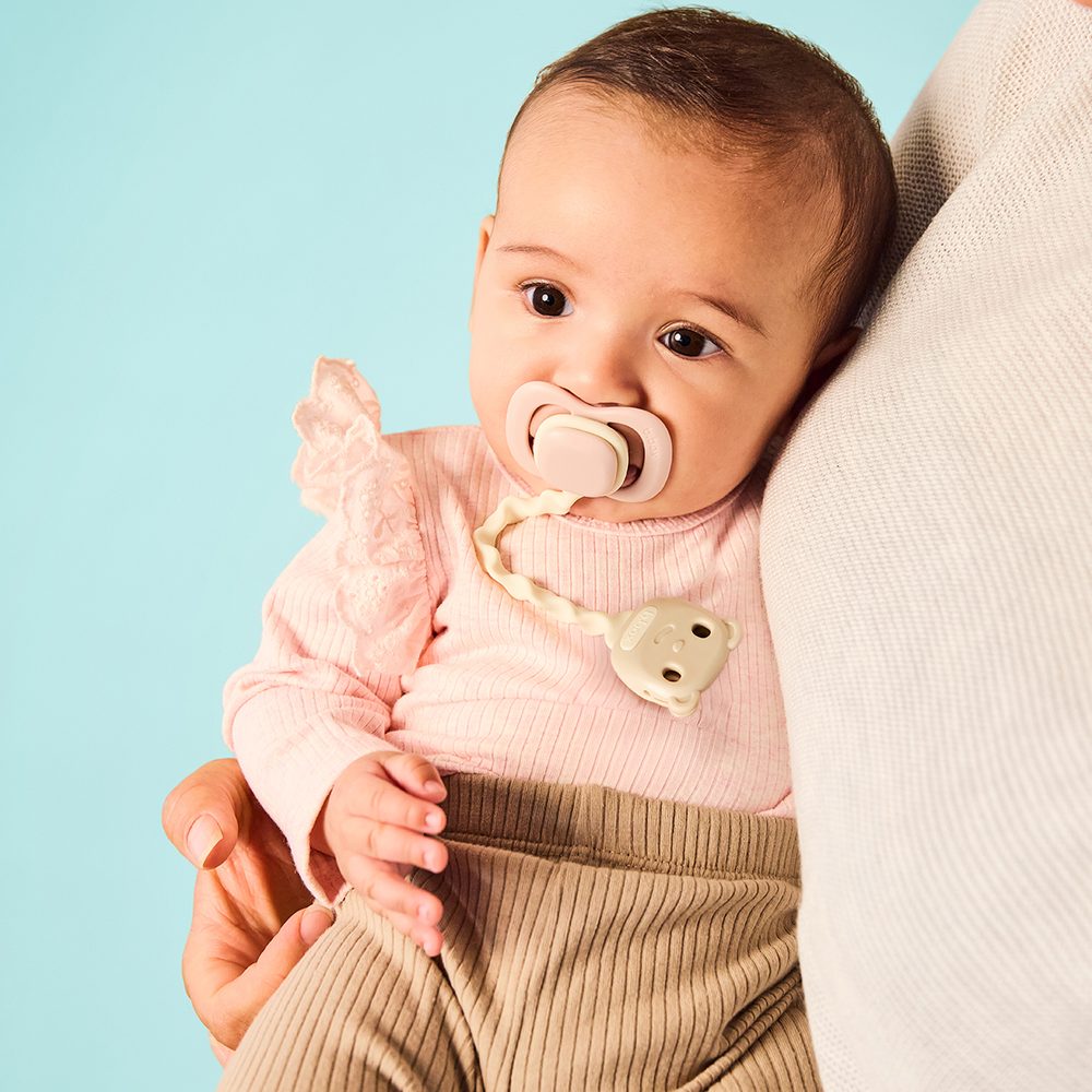 b.box Set silikonových dudlíků a klipů 0-6M - berry/blush