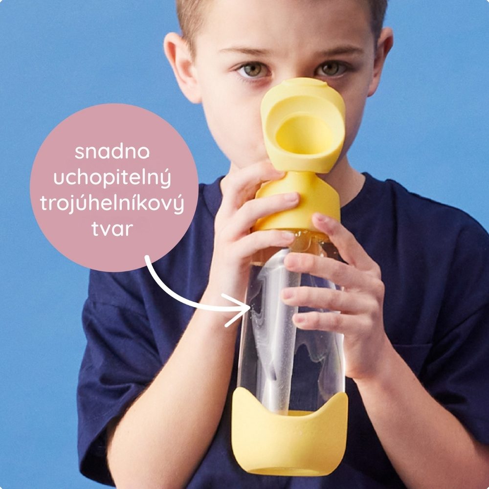 b.box Lahev na pití s brčkem 600 ml - růžová/oranžová