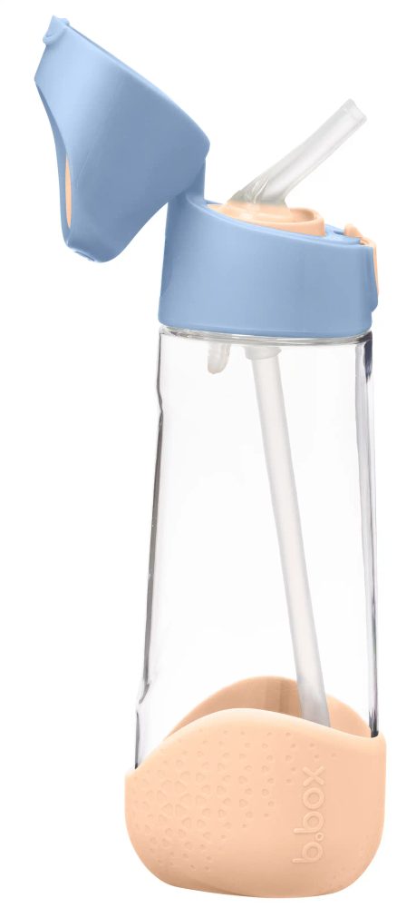 b.box Svačinový box střední + Lahev s brčkem 600 ml - set broskvový