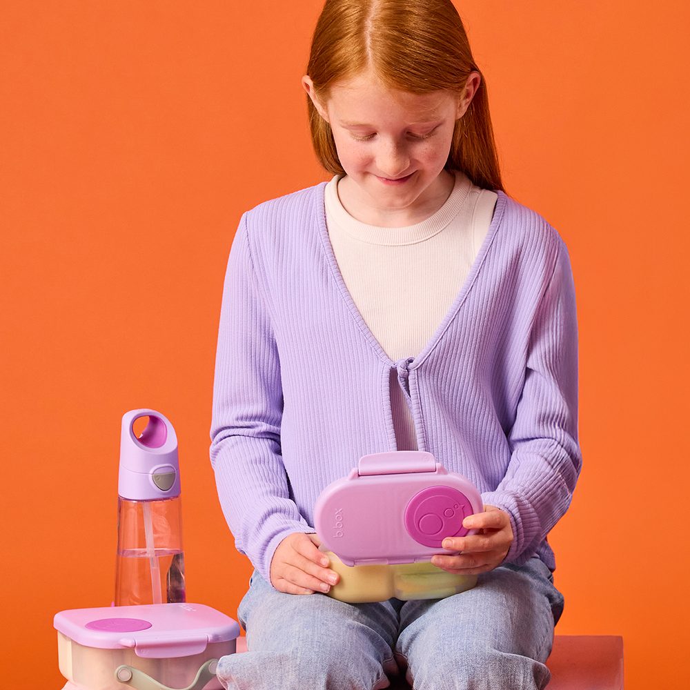 b.box Lahev na pití s brčkem 600 ml - sugar plum