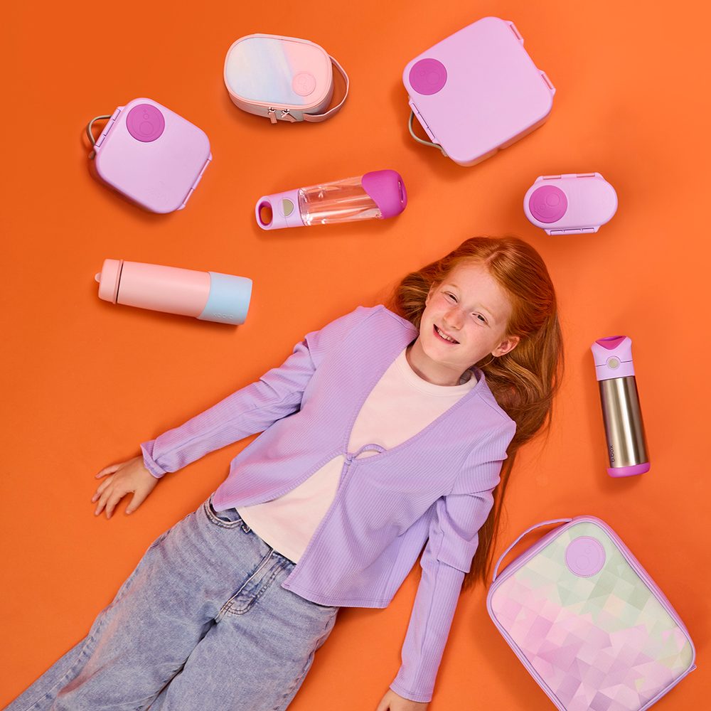 b.box Lahev na pití s brčkem 600 ml - sugar plum