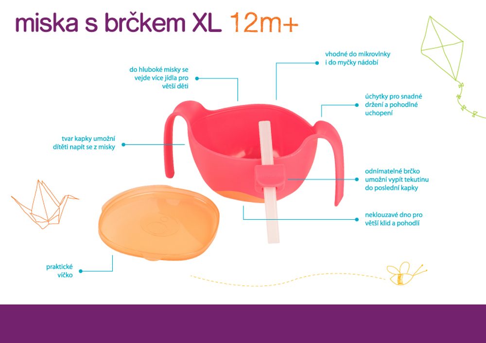 b.box Miska s brčkem XL - modrá 500 ml