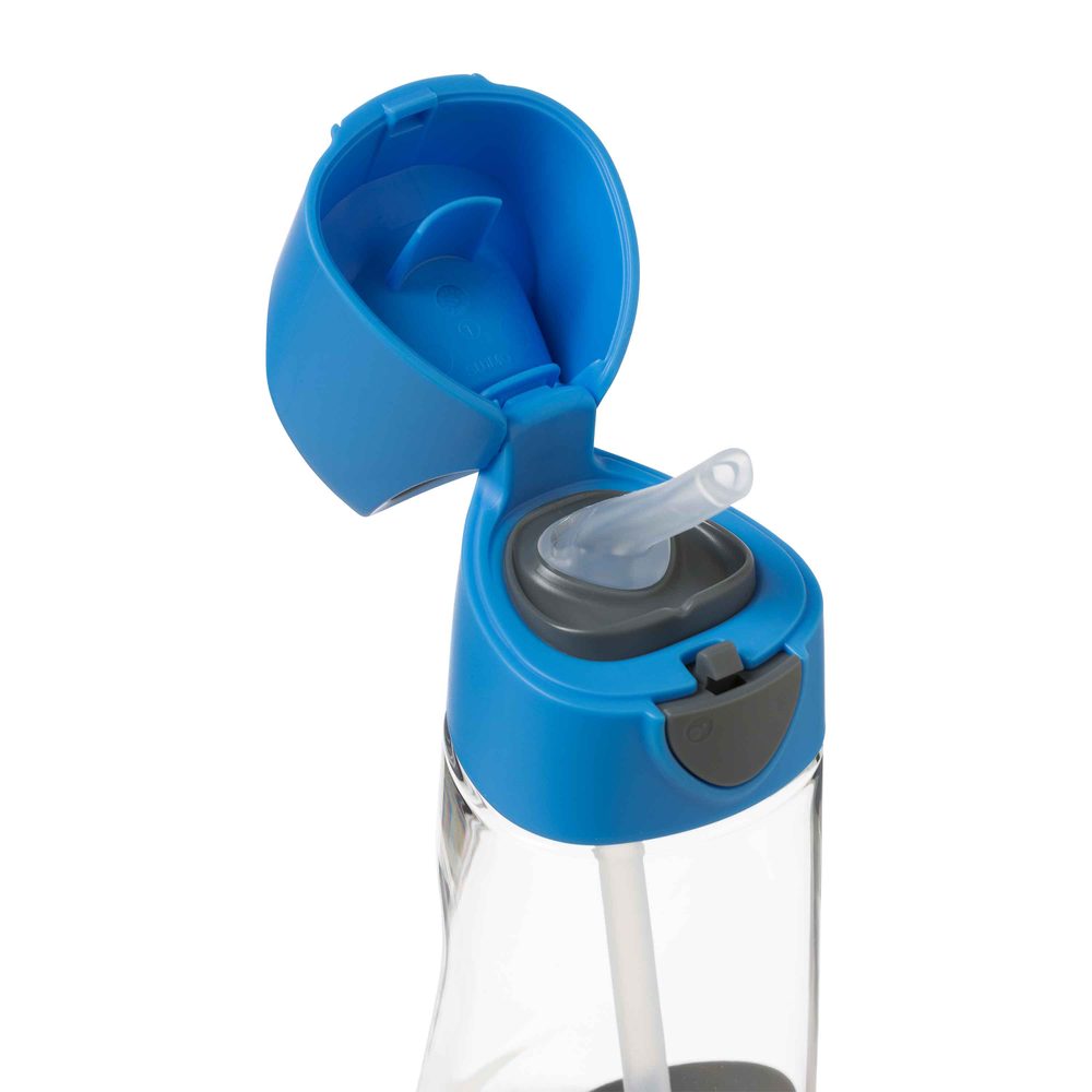 b.box Svačinový box střední + Lahev s brčkem 450 ml - modrá/šedá