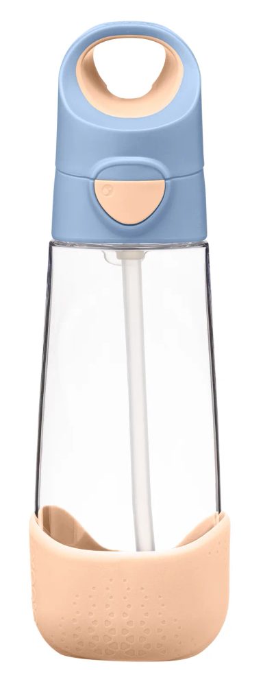 b.box Svačinový box střední + Lahev s brčkem 600 ml - set broskvový