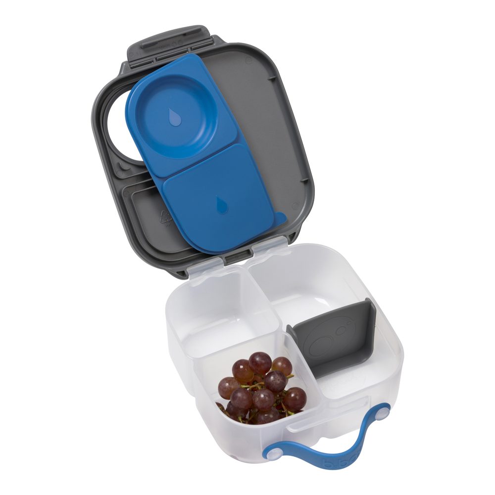 b.box Svačinový box střední + Lahev na pití sport 600 ml - modrá/šedá