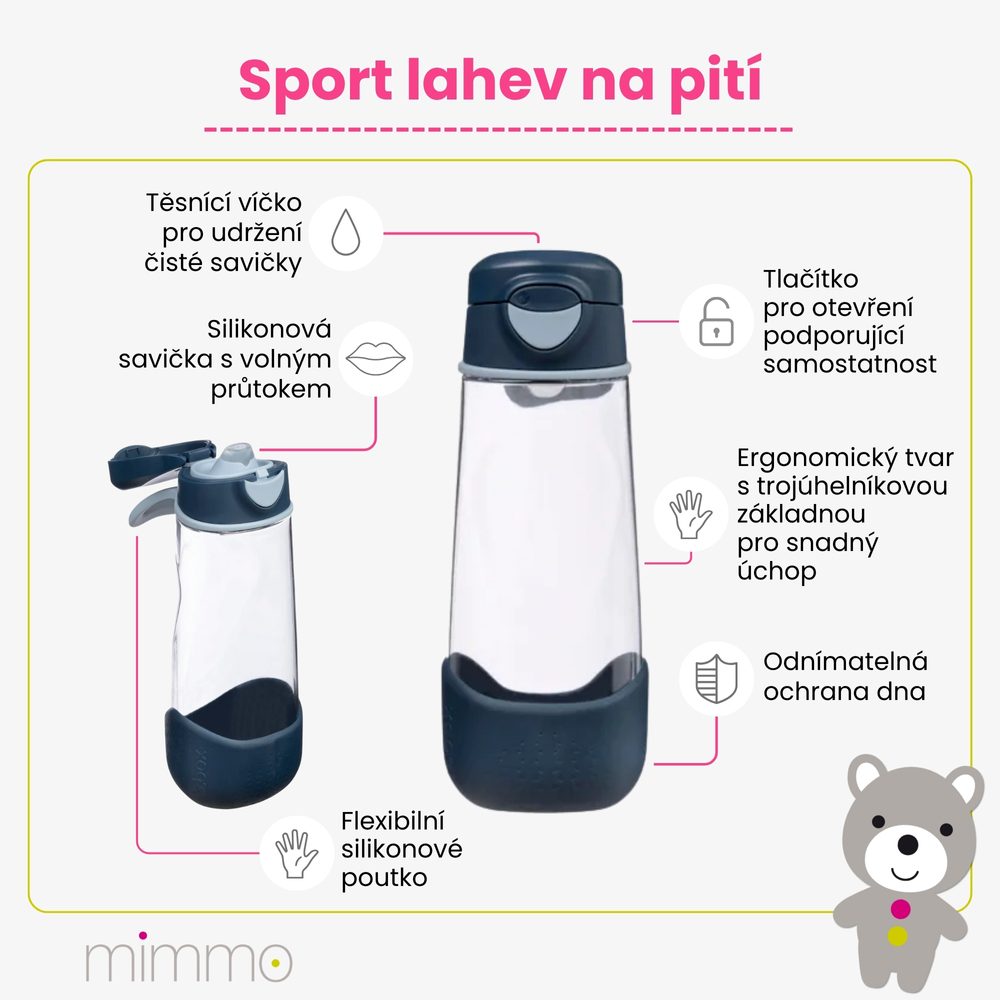 b.box Sport lahev na pití 600 ml - růžová/oranžová