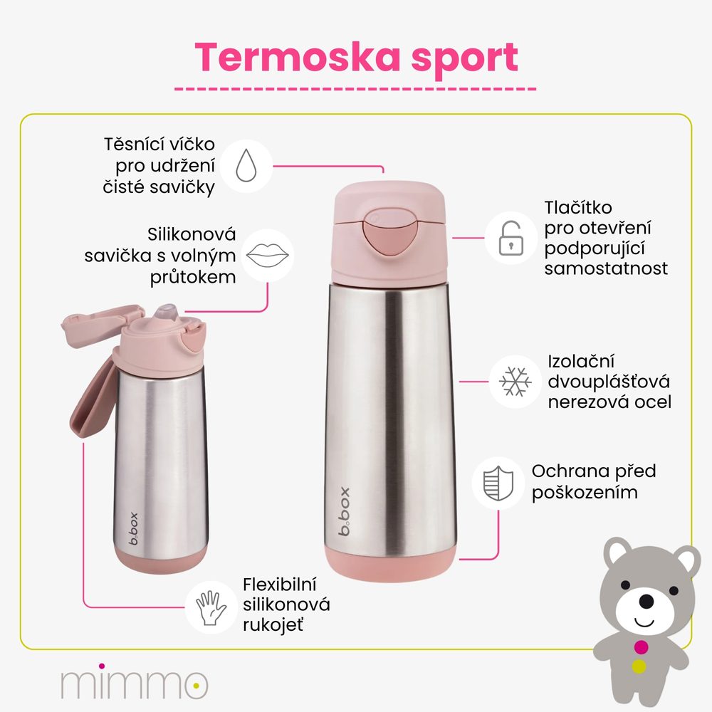 b.box Termoska na pití sport 500 ml - blush crush