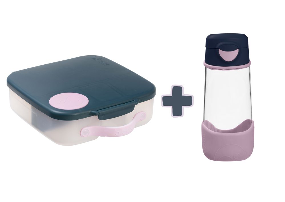 b.box Svačinový box velký + Sport lahev 450 ml - indigo/růžová
