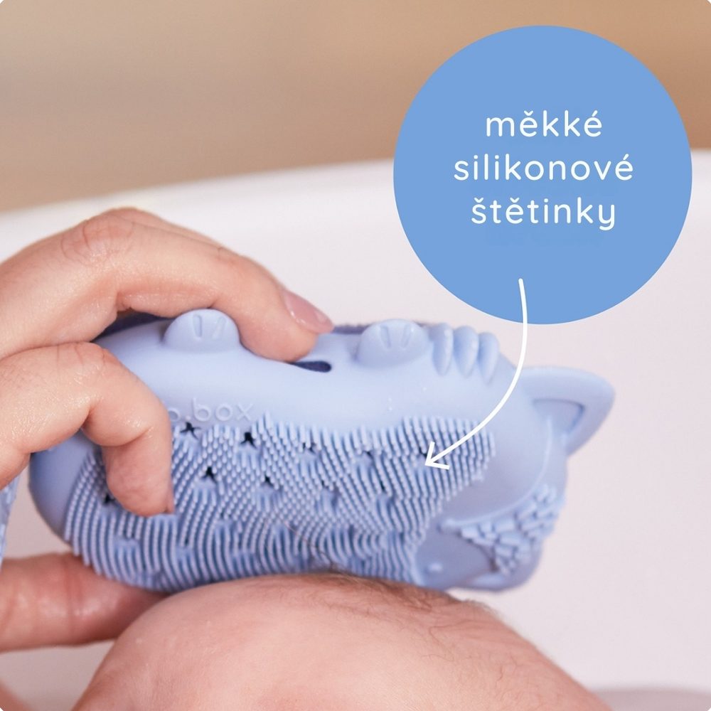 b.box Dětský koupací kartáč s houbičkou - modrý