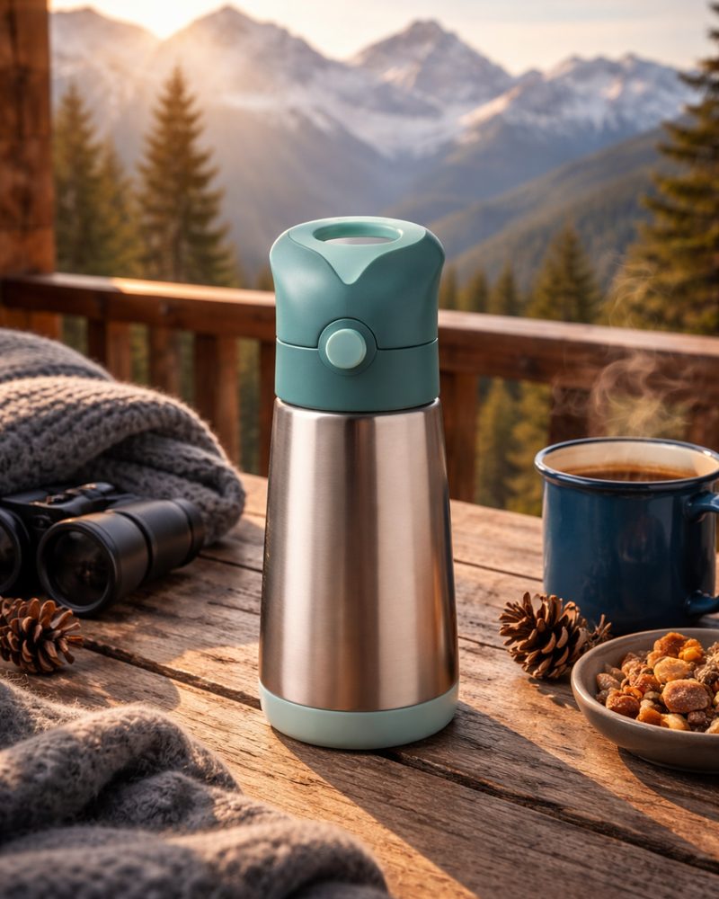 b.box Termoska na pití s brčkem 350 ml - emerald forest