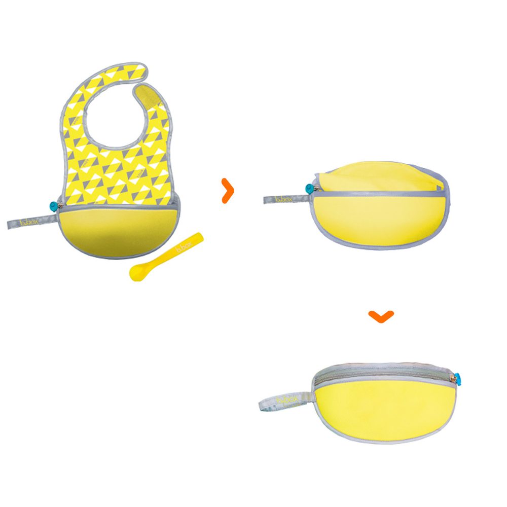b.box Cestovní bryndáček se lžičkou - žlutý