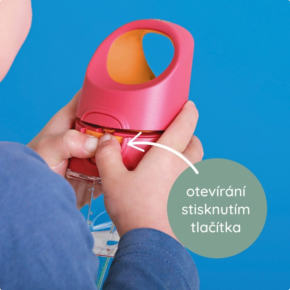 b.box Lahev na pití s brčkem 450 ml - růžová/oranžová