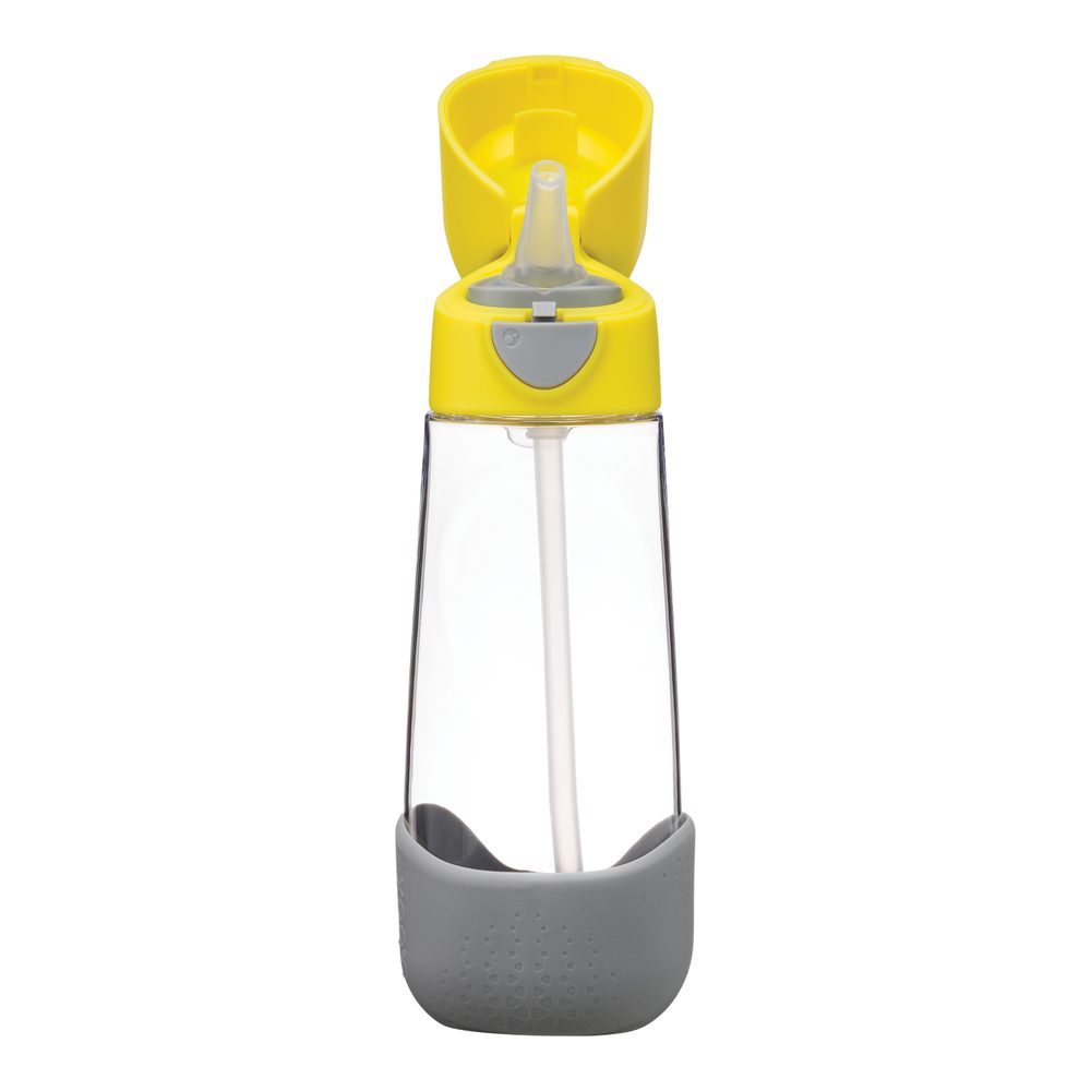 b.box Svačinový box střední + Lahev s brčkem 600 ml - žlutá/šedá
