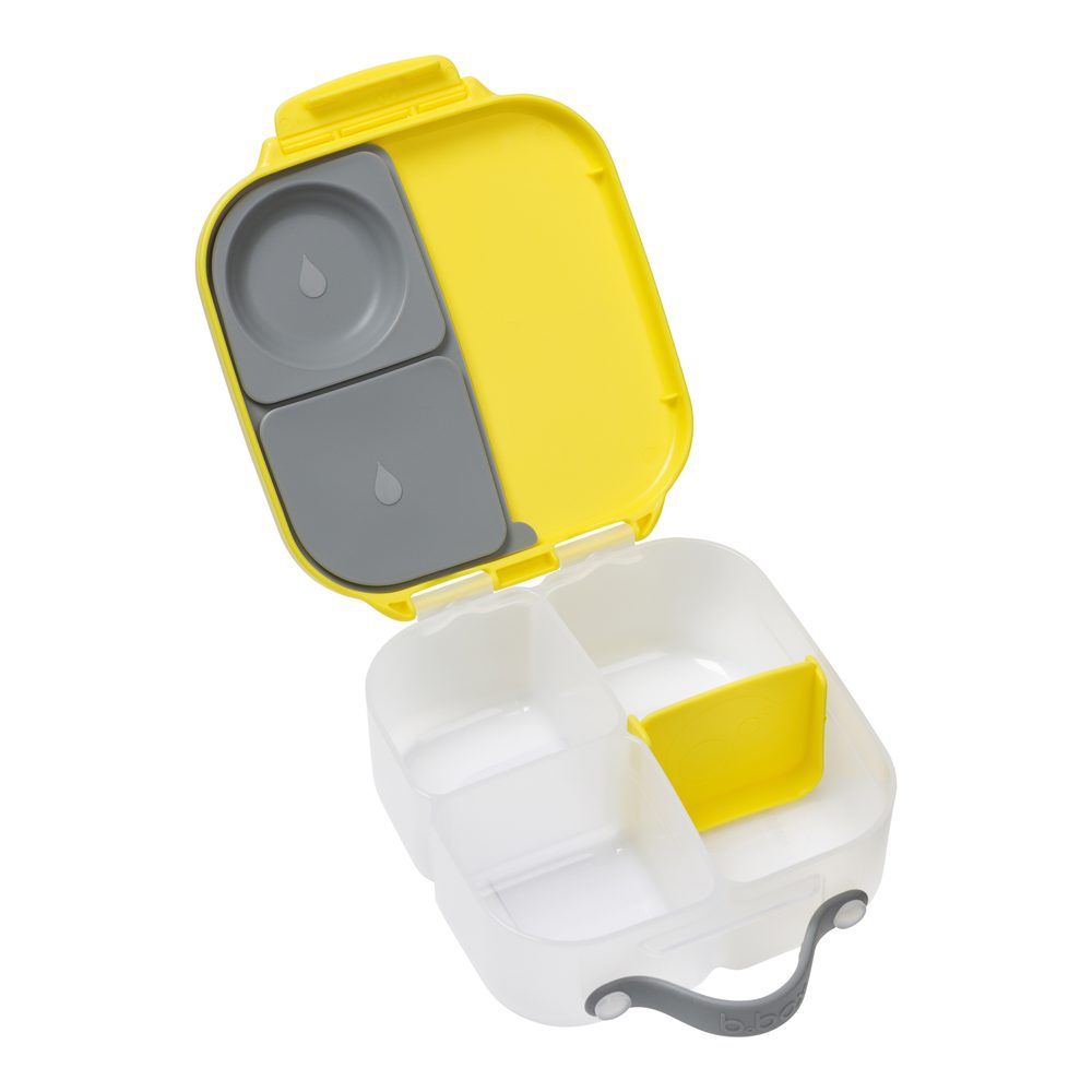 b.box Svačinový box střední + Lahev s brčkem 600 ml - žlutá/šedá