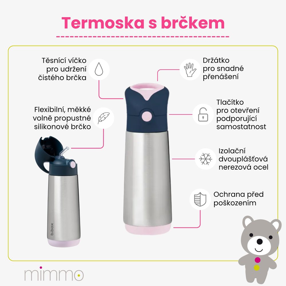 b.box Termoska na pití s brčkem 500 ml - emerald forest