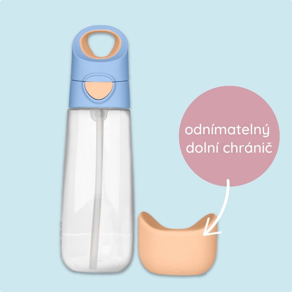 b.box Lahev na pití s brčkem 600 ml - růžová/oranžová