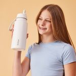Nerezová termolahev s brčkem 1l - white out