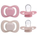 Set silikónových cumlíkov a klipov 0-6M - berry/blush