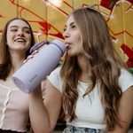 Box na občerstvenie veľký + Nerezová termofľaša 1l - set fialový