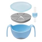 Pohár pre batoľatá + Miska so slamkou - set modrý