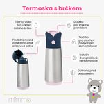 Termoska na pití s brčkem 500 ml - broskvová