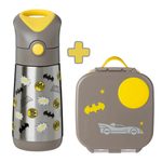 Box na občerstvenie stredný + Termoska na pitie so slamkou - sada Batman | b.box