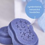 Dětský koupací kartáč s houbičkou - modrý