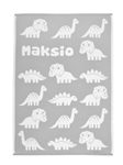 Deka se jménem vzor Dino (šedá - 75 x 100 cm)