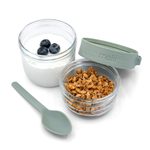 Skleněná dóza na jogurt a salát se lžičkou 660 ml - zelená