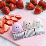 Vlnkovací krájač Mačka 3 ks - ružový/ sivý