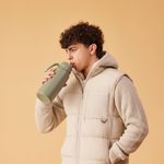 Nerezová termofľaša so slamkou 1l - olive