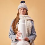 Nerezová termolahev s brčkem 1l - white out