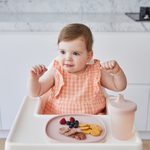 Silikonový dělený talířek s víčkem a přísavkou - růžový