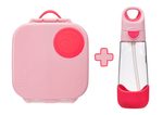 Svačinový box střední + Lahev s brčkem 600 ml - set flamingo fizz