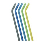 Set silikónových slamiek - modrá/zelená