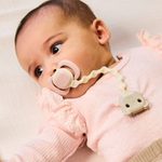 Set silikónových cumlíkov 0–6 m GLOW a klipov - ružový/béžový