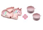 Delený tanierik a mištička s prísavkou - set jednorožec
