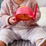 Hrneček pro batolata + Miska s brčkem - set růžový