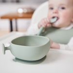 Silikónová miska s viečkom a prísavkou 300 ml - zelená